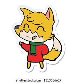 sticker of a happy cartoon fox