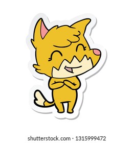 sticker of a happy cartoon fox