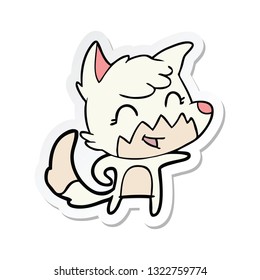 sticker of a happy cartoon fox