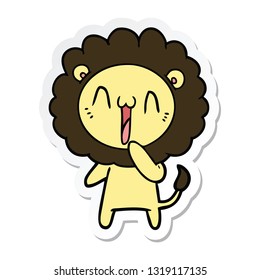 sticker of a happy cartoon lion