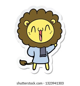 sticker of a happy cartoon lion