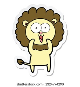 sticker of a happy cartoon lion