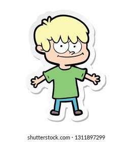 sticker of a happy cartoon man