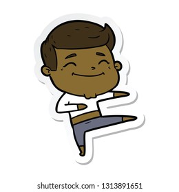 sticker of a happy cartoon man dancing