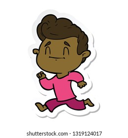 sticker of a happy cartoon man exercising