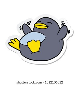 sticker of a happy cartoon penguin