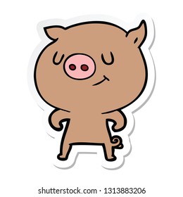 sticker of a happy cartoon pig