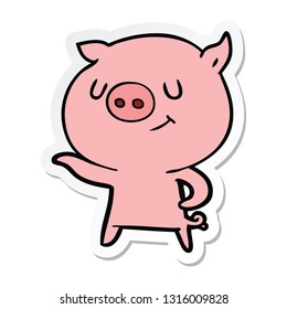 sticker of a happy cartoon pig