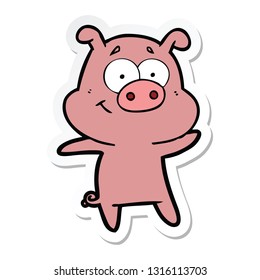 sticker of a happy cartoon pig