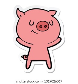 sticker of a happy cartoon pig