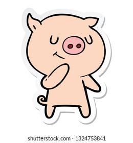 sticker of a happy cartoon pig