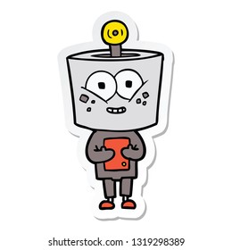 pegatina de un robot de dibujos animados feliz