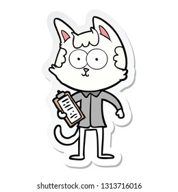 sticker of a happy cartoon salesman cat