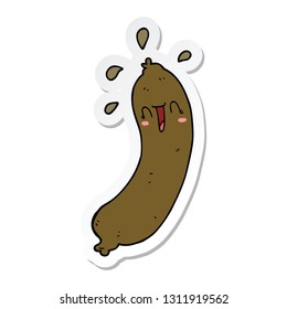 sticker of a happy cartoon sausage