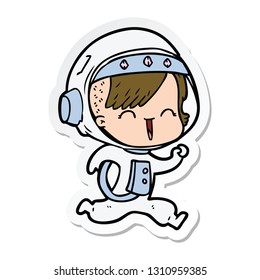 sticker of a happy cartoon space girl