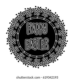 Sticker happy Easter. Easter single icon in black style vector symbol stock illustration.