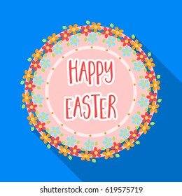Sticker happy Easter. single icon in flat style vector symbol stock illustration.