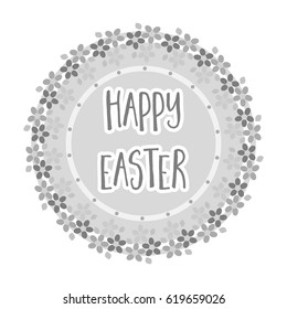 Sticker happy Easter. Easter single icon in monochrome style vector symbol stock illustration.