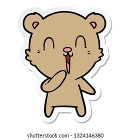 sticker of a happy laughing cartoon bear