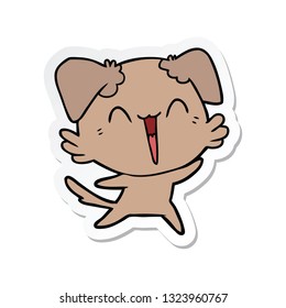 sticker of a happy little dog cartoon