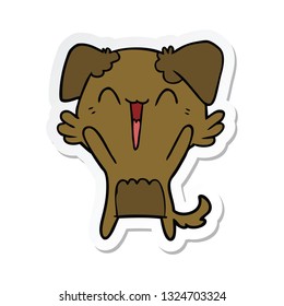 sticker of a happy little dog cartoon