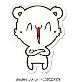 sticker of a happy polar bear cartoon