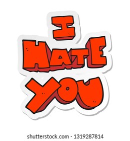 sticker of a I hate you cartoon symbol