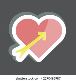 Sticker Heart with arrow. suitable for Wedding symbol. simple design editable. design template vector. simple symbol illustration