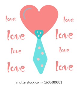 Sticker heart - groom for the holiday Valentine's Day on a white background. Surface design for badge, badge, ticket, label, paper and scrapbook. Vector.