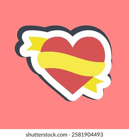 Sticker heart and ribbon. Traditional tattoo elements.