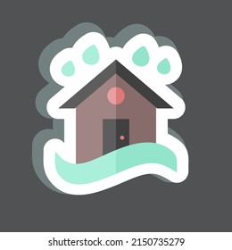 Sticker Heavy Rain and Flood. suitable for disasters symbol. color mate style. simple design editable. design template vector. simple symbol illustration