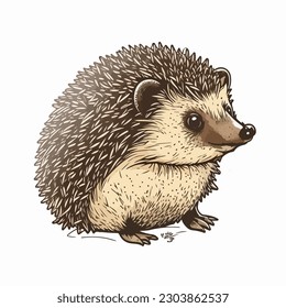 sticker Hedgehog white outline. flat vector illustration