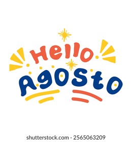 Sticker Hello Agosto Philippines languange day. vector illustration