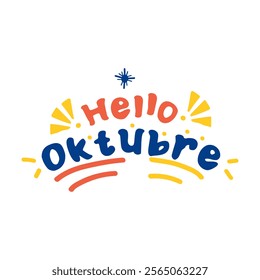 Sticker Hello Oktubre Philippines languange day. vector illustration