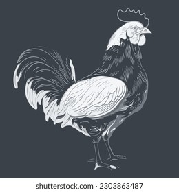 Sticker Hen white outline. flat vector illustration