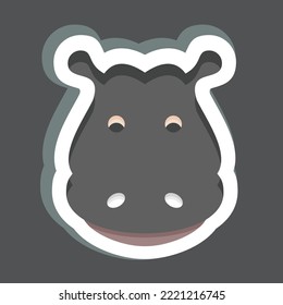Sticker Hippopotamus. related to Animal Head symbol. simple design editable. simple illustration. cute. education