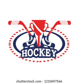 sticker with hockey skates and sticks equipment