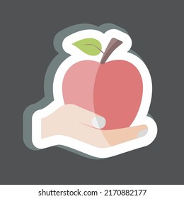 Aufkleber mit Apfel. geeignet für Handaktionen Symbol. einfaches Design bearbeitbar. Designvorlage, Vektor. einfache Symbolillustration