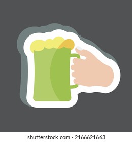 Sticker Holding Beer Glass. suitable for Hand Actions symbol. simple design editable. design template vector. simple symbol illustration