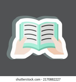 Sticker Holding Book. suitable for Hand Actions symbol. simple design editable. design template vector. simple symbol illustration