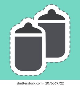 Sticker Holding - Line Cut - Einfache Illustration, bearbeitbarer Strich, Design Template Vektor, gut für Drucke, Plakate, Anzeigen, Ankündigungen, Infografiken, etc.