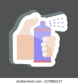 Aufkleber mit Sprühflasche. geeignet für Handaktionen Symbol. einfaches Design bearbeitbar. Designvorlage, Vektor. einfache Symbolillustration