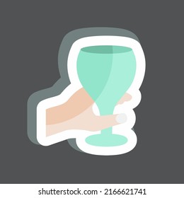 Goblet de Vino con pegatinas. adecuado para el símbolo Acciones de mano. diseño simple editable. vector de plantilla de diseño. ilustración de símbolo simple