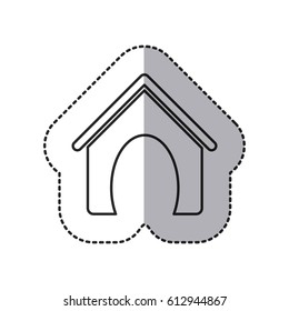 sticker home cute domestic dog , vector illustration