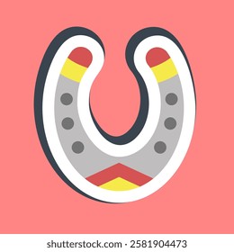 Sticker horse shoe. Traditional tattoo elements.