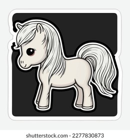 Sticker horse white outline chibi style