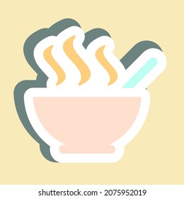 Sticker Hot Soup - Simple illustration, Editable stroke, Design template vector, Good for prints, posters, advertisements, announcements, info graphics, etc.