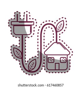 sticker house with reduce power cable icon