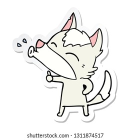 sticker of a howling wolf cartoon