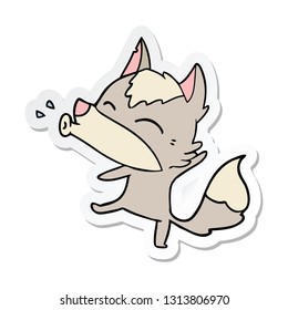 sticker of a howling wolf cartoon